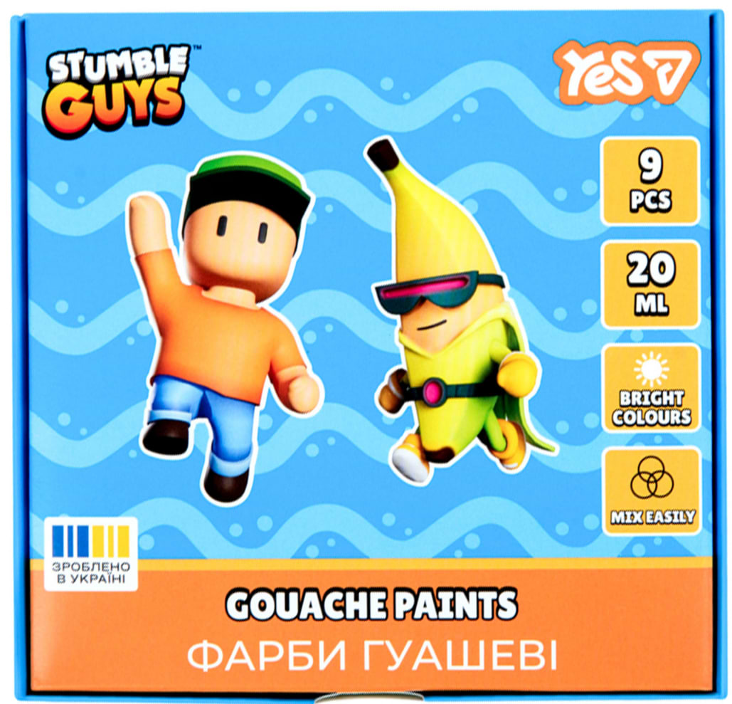 Краски YES гуашевые Stumble Guys 9 цв. 20 мл (230437)